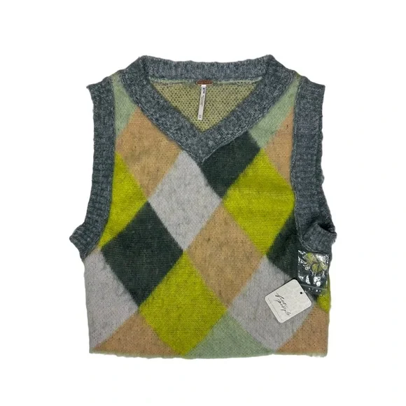 RELIST Tomorrow NWT Free People Quinn Sweater Vest in Stormy Spring Combo xs - Picture 3 of 13
